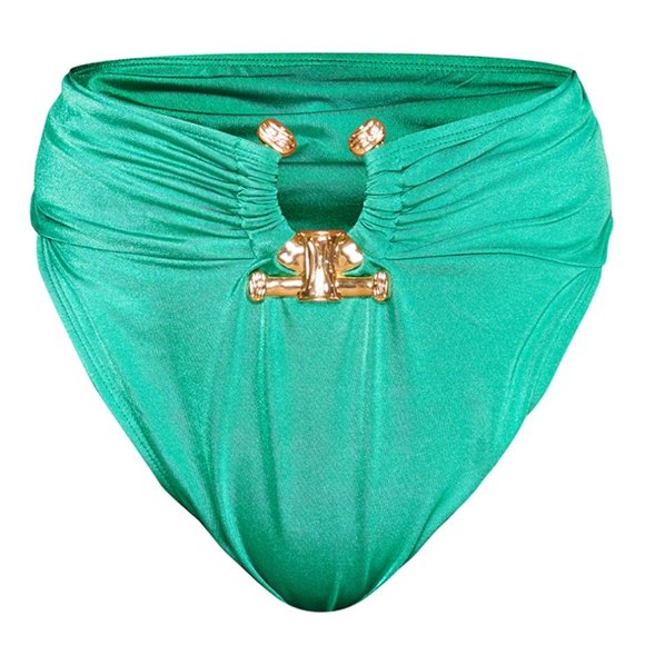 PrettyLittleThing Other - PrettyLittleThing Plus Green Hammered Trim Bikini Bottoms in Green Size 18 NWT